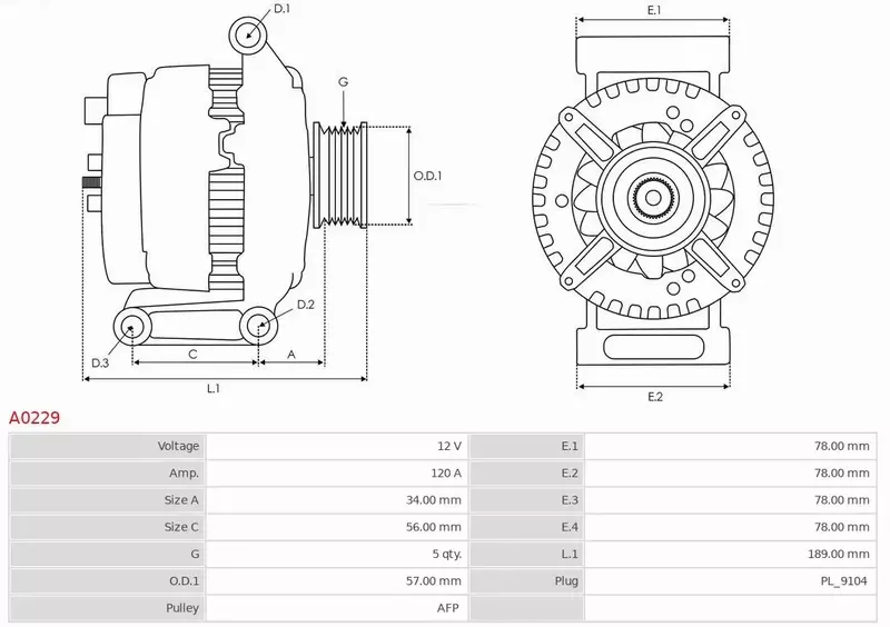 AS-PL ALTERNATOR A0229 