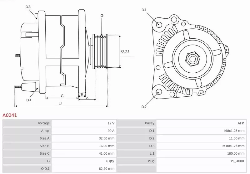 AS-PL ALTERNATOR A0241 