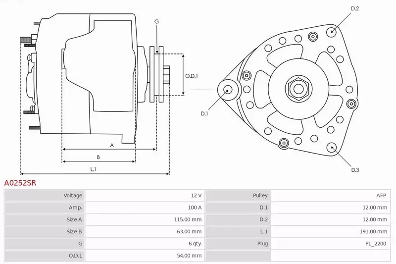 AS-PL ALTERNATOR A0252SR 