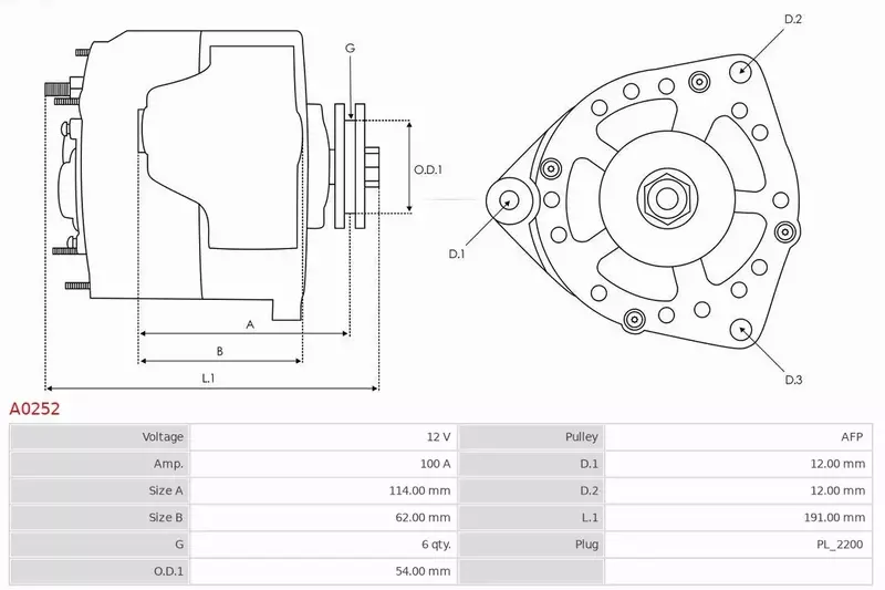 AS-PL ALTERNATOR A0252 