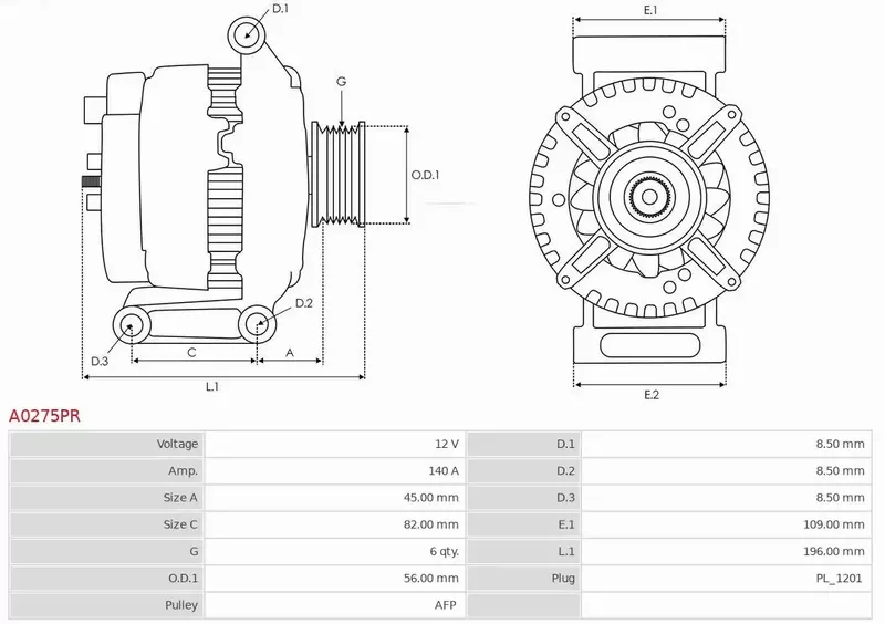 AS-PL ALTERNATOR A0275PR 