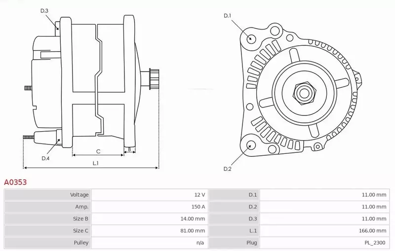 AS-PL ALTERNATOR A0353 