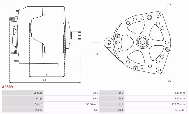 AS-PL ALTERNATOR A0389 