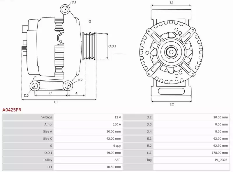 AS-PL ALTERNATOR A0425PR 