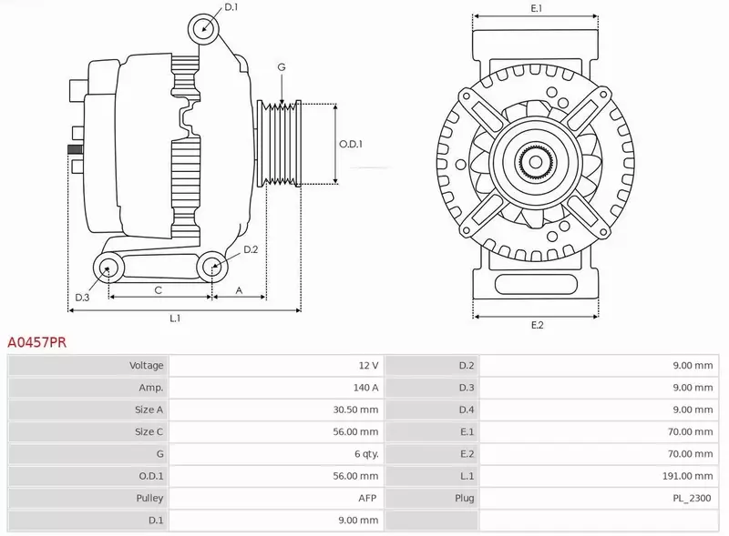 AS-PL ALTERNATOR A0457PR 