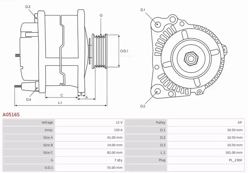 AS-PL ALTERNATOR A0516S 