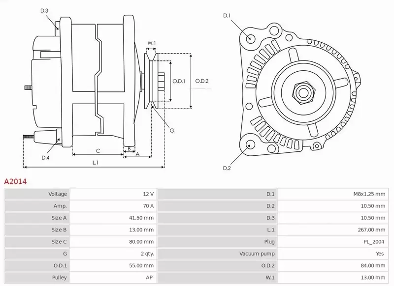 AS-PL ALTERNATOR A2014 