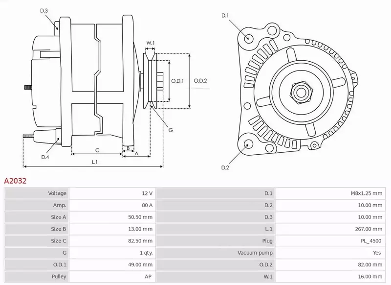 AS-PL ALTERNATOR A2032 