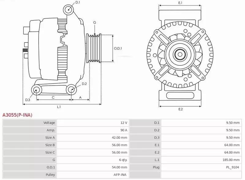 AS-PL ALTERNATOR A3055(P-INA) 