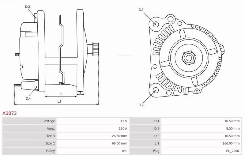 AS-PL ALTERNATOR A3073 