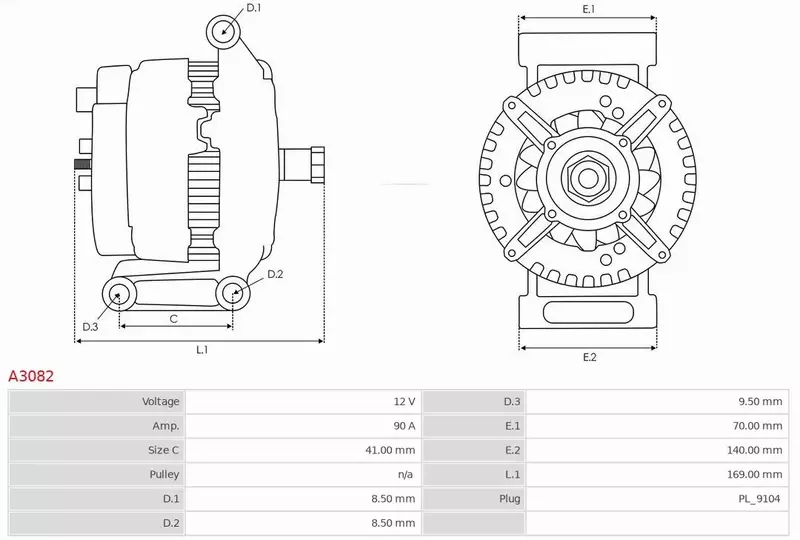 AS-PL ALTERNATOR A3082 