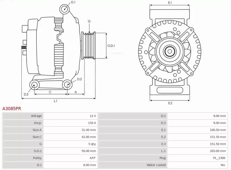 AS-PL ALTERNATOR A3085PR 