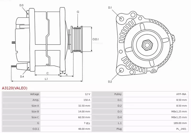 AS-PL ALTERNATOR A3120(VALEO) 