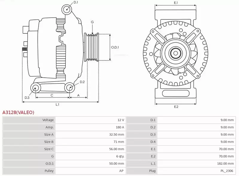 AS-PL ALTERNATOR A3128(VALEO) 