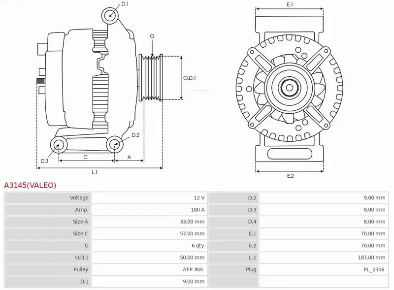 AS-PL ALTERNATOR A3145(VALEO) 