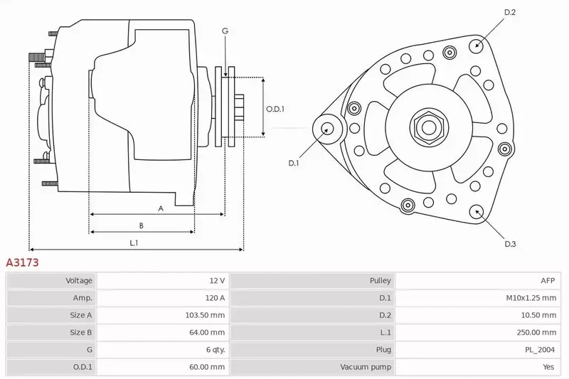 AS-PL ALTERNATOR A3173 