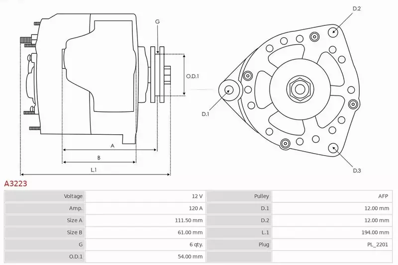 AS-PL ALTERNATOR A3223 