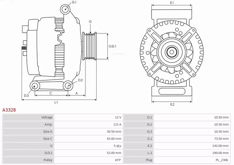 AS-PL ALTERNATOR A3328 