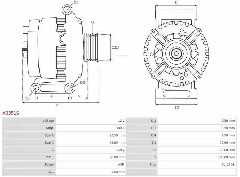 AS-PL ALTERNATOR A3351S 