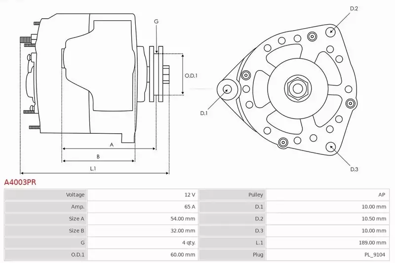 AS-PL ALTERNATOR A4003PR 