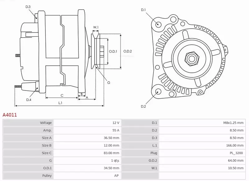 AS-PL ALTERNATOR A4011 