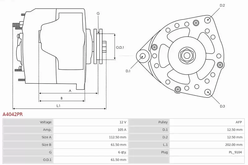 AS-PL ALTERNATOR A4042PR 