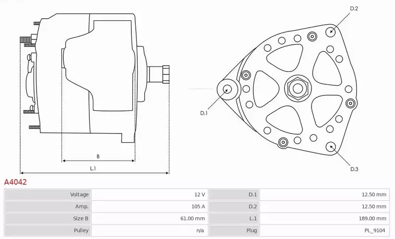 AS-PL ALTERNATOR A4042 