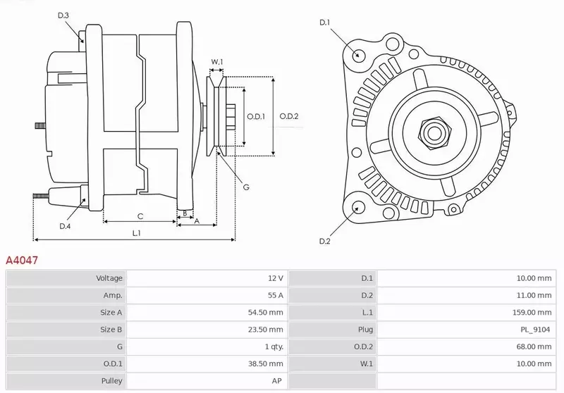 AS-PL ALTERNATOR A4047 