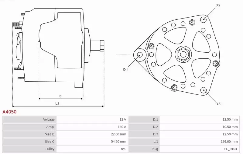 AS-PL ALTERNATOR A4050 