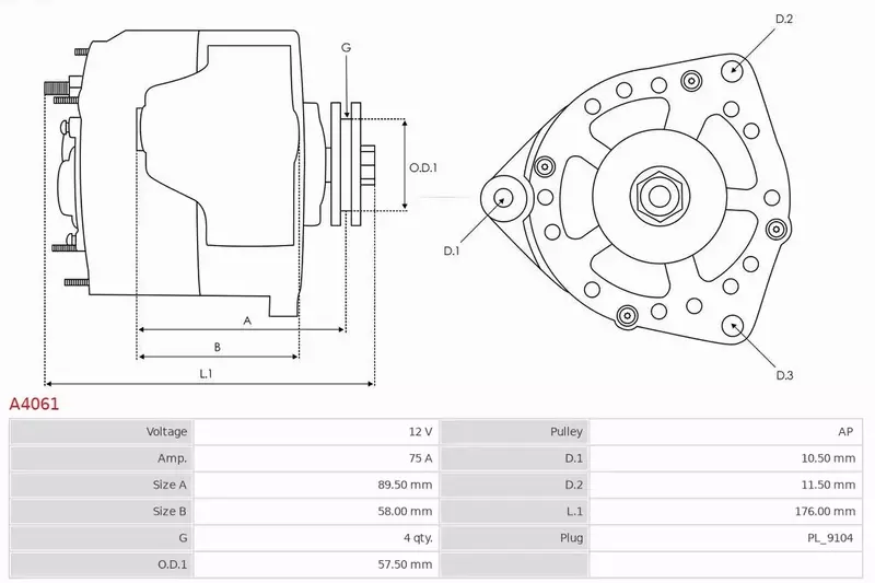 AS-PL ALTERNATOR A4061 