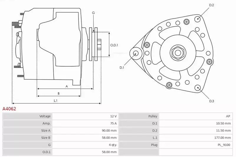 AS-PL ALTERNATOR A4062 