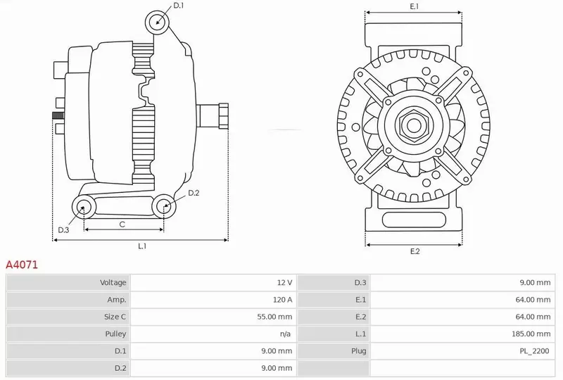 AS-PL ALTERNATOR A4071 