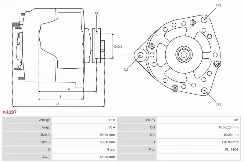 AS-PL ALTERNATOR A4097 