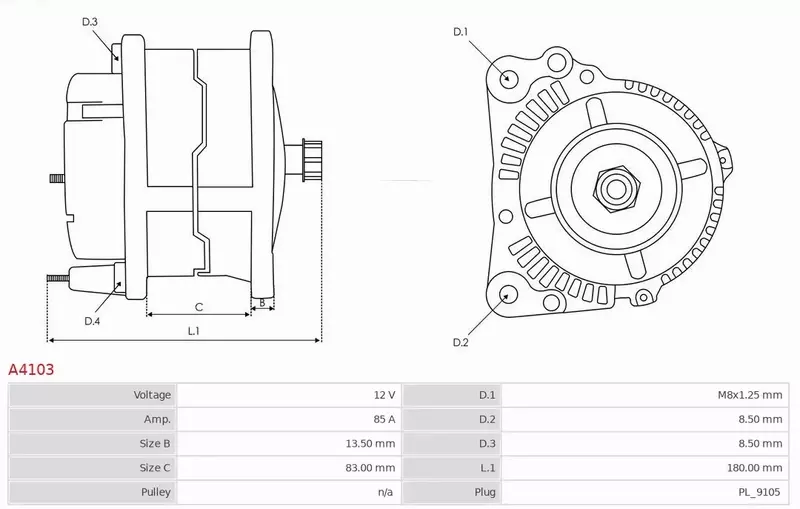 AS-PL ALTERNATOR A4103 