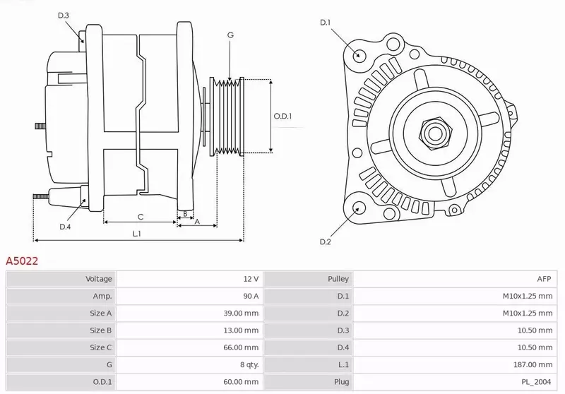 AS-PL ALTERNATOR A5022 