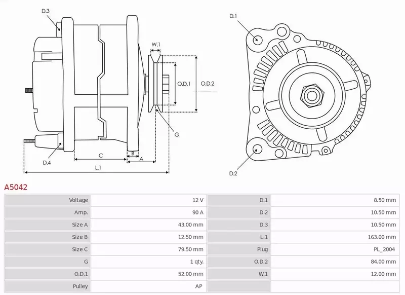 AS-PL ALTERNATOR A5042 