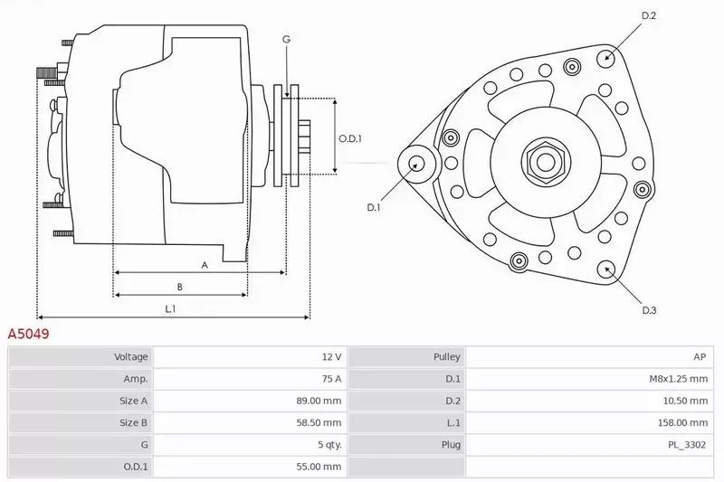 AS-PL ALTERNATOR A5049 