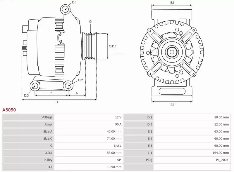 AS-PL ALTERNATOR A5050 