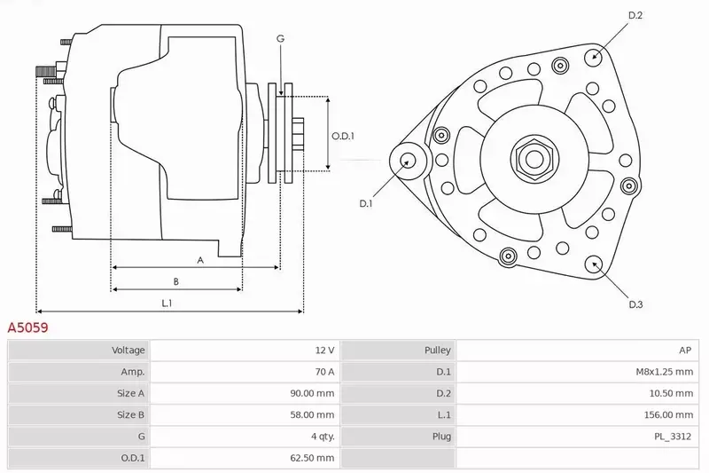 AS-PL ALTERNATOR A5059 