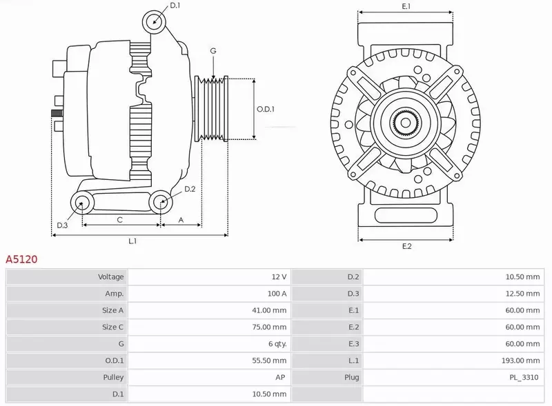 AS-PL ALTERNATOR A5120 