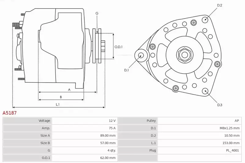 AS-PL ALTERNATOR A5187 