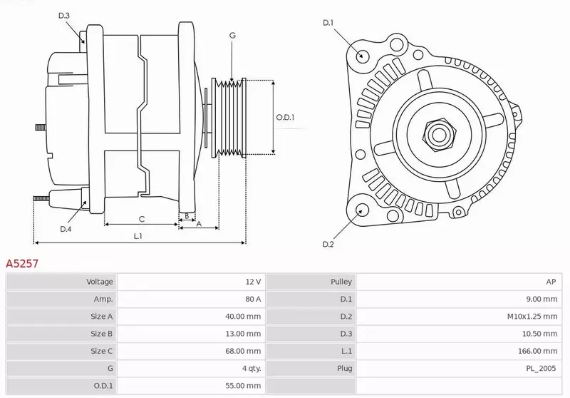 AS-PL ALTERNATOR A5257 