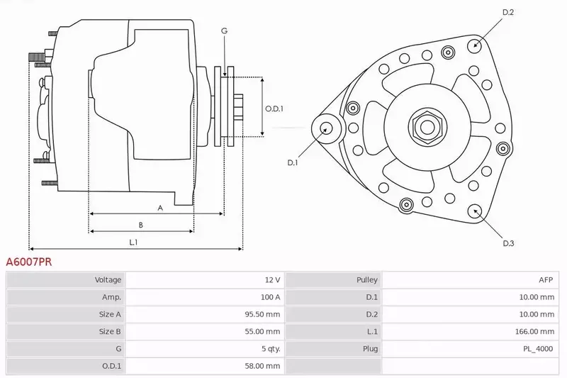 AS-PL ALTERNATOR A6007PR 