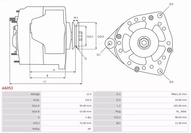 AS-PL ALTERNATOR A6053 