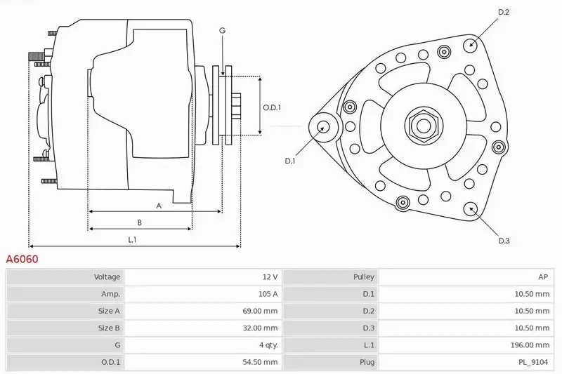 AS-PL ALTERNATOR A6060 