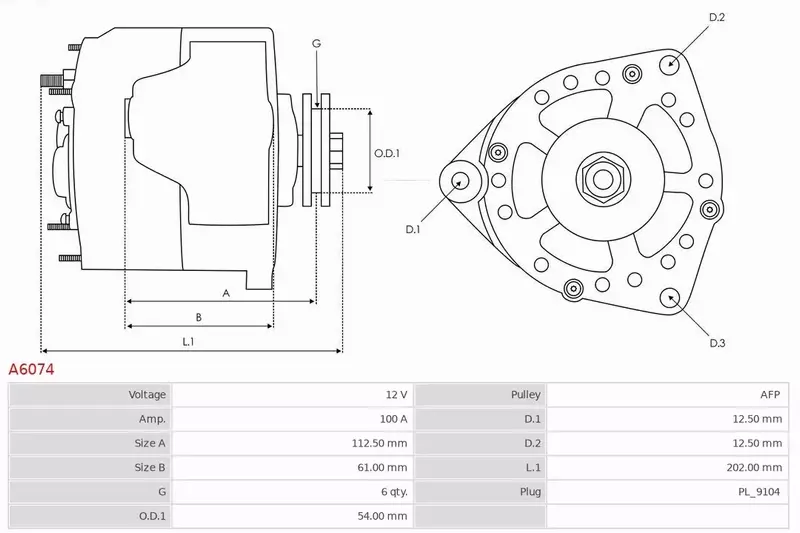 AS-PL ALTERNATOR A6074 