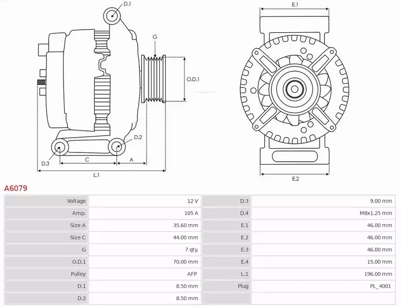 AS-PL ALTERNATOR A6079 