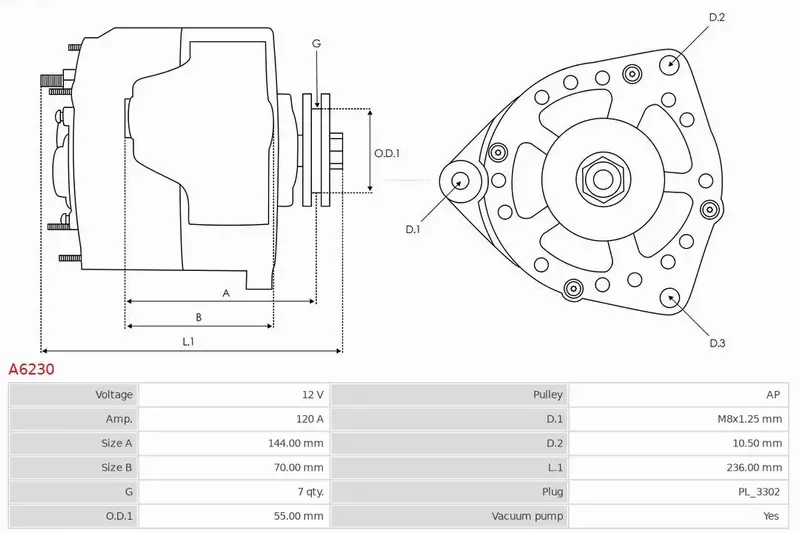 AS-PL ALTERNATOR A6230 