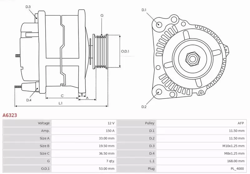 AS-PL ALTERNATOR A6323 