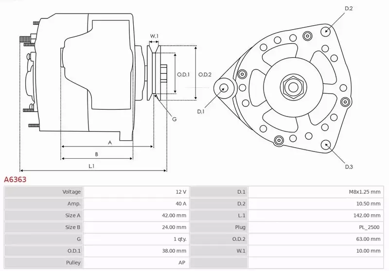 AS-PL ALTERNATOR A6363 